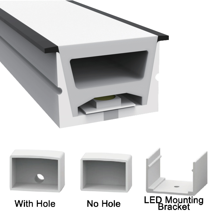 Silicone LED Lighting Diffuser With Black Flange 120° Top Emitting 20*15mm Silicone LED Lighting Diffuser With Black Flange 120° Top Emitting 20*15mm